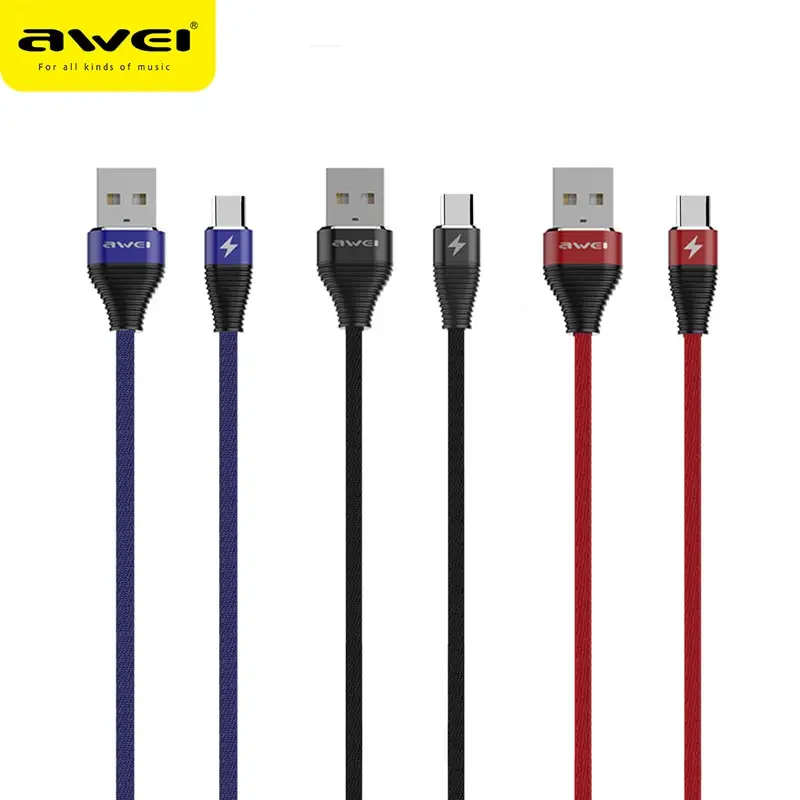 Линия передачи данных для мобильного телефона Awei 2.4A безопасная и быстрая