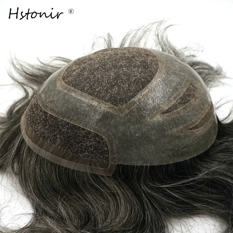 

Hstonir 6pcs/lot Mens Toupee 8x10 inch Undetectable PU and Mono Lace Indian Remy Hair Men Hair Pieces Replacement Systems H010