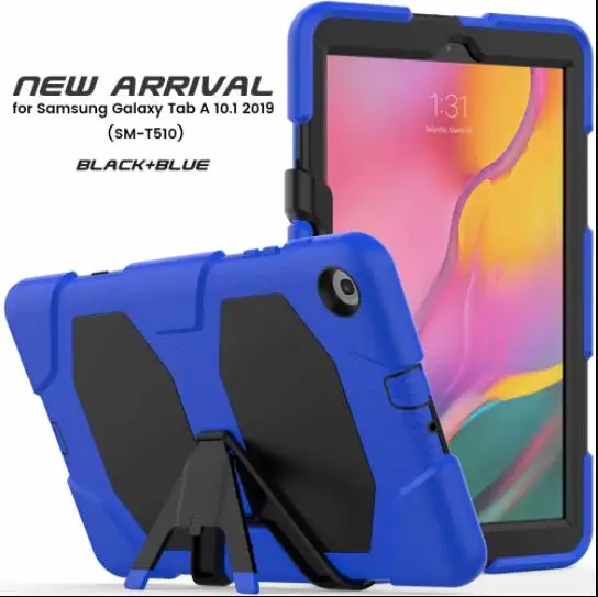 Высокопрочная Защита Чехол для Samsung Galaxy Tab A 10,1 T510 T515 SM-T510 SM-T515 планшет Мягкая силиконовая задняя крышка Подставка+ ручка