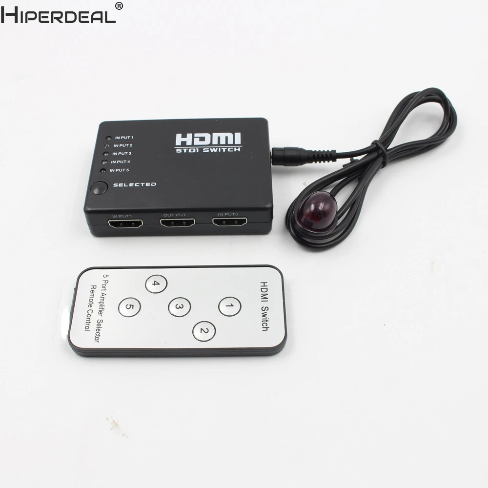 HIPERDEAL 5 портов 1080P видео HDMI коммутатор разветвитель для HDTV DVD PS3+ ИК пульт дистанционного управления