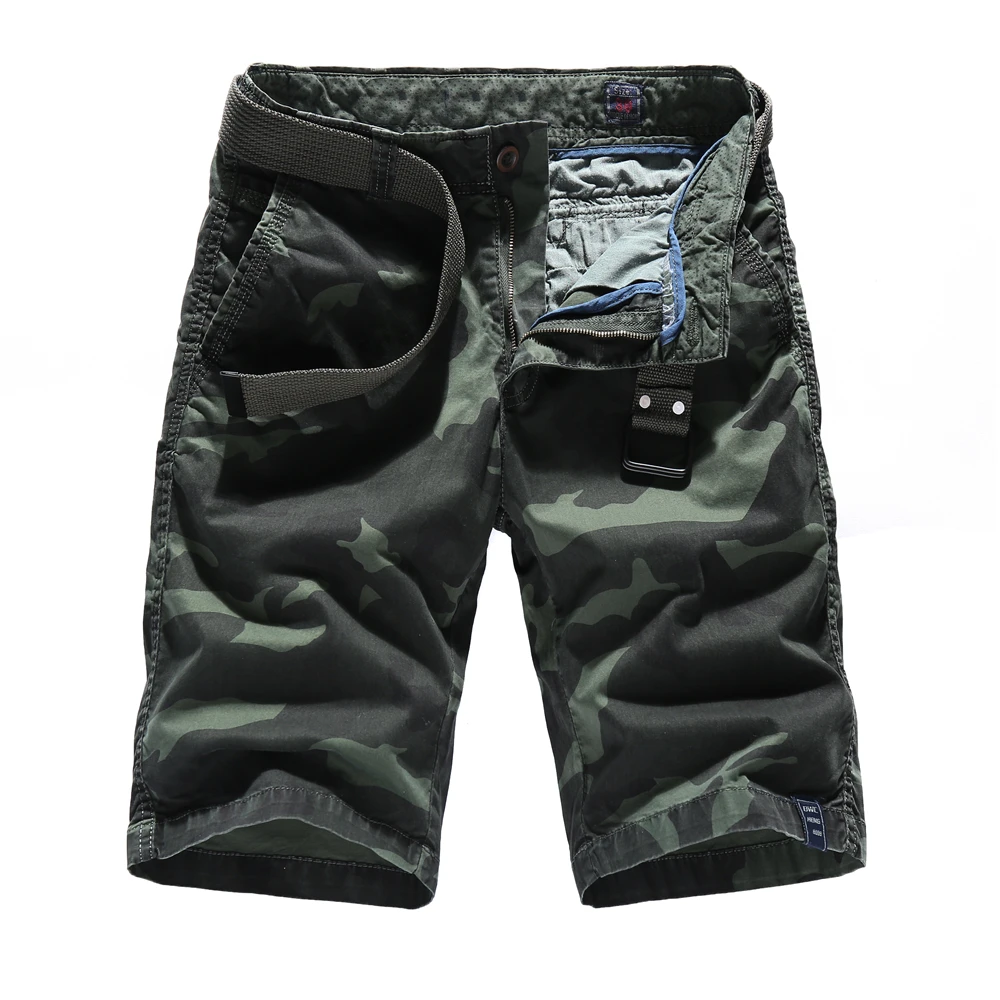 Летние шорты Для мужчин камуфляж Повседневное хлопковые короткие штаны Военные Брюки карманов Бермудские шорты-Карго