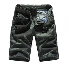 Летние шорты Для мужчин камуфляж Повседневное хлопковые короткие штаны Военные Брюки карманов Бермудские шорты-Карго