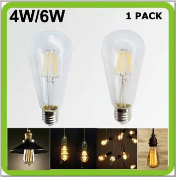 

1 piece Edison retro bulbs 4W or 6W LED glass bulbs ST64 ST19 LED vintage lamps 360 degree E27 COB led bulb bombilla LED