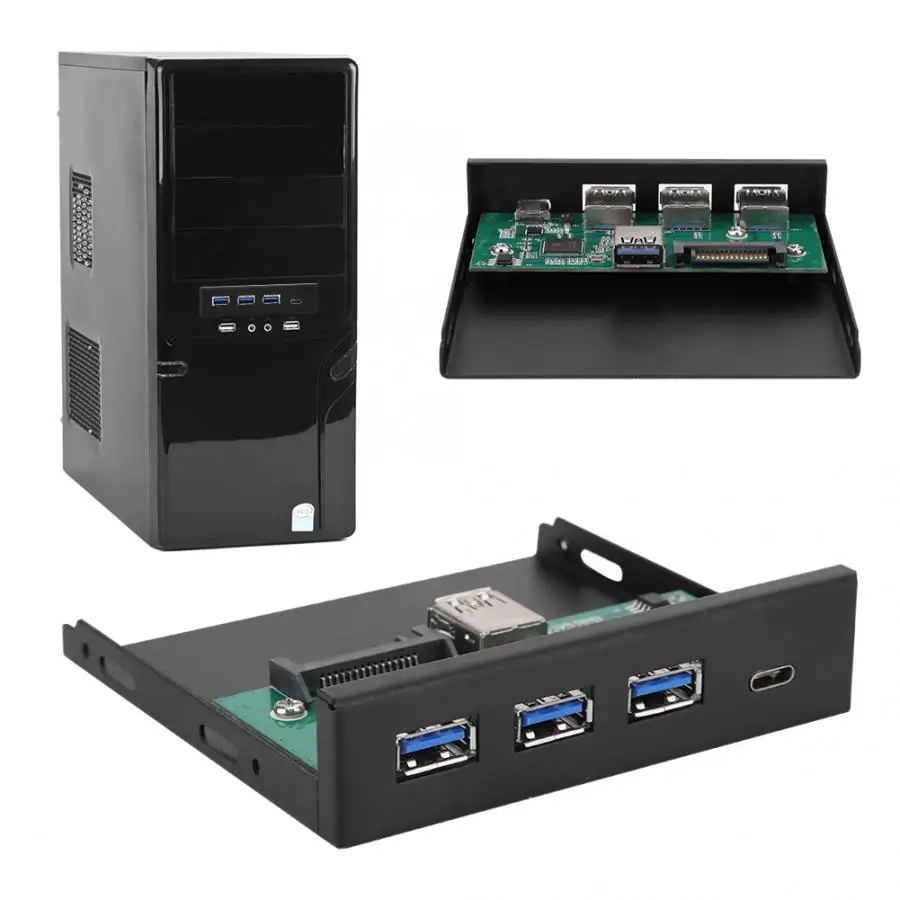 3-Порты и разъёмы USB3.0+ 1 Порты и разъёмы USB3.1 Тип-C Интерфейс сплав карты расширения Панель черный карты расширения пакет панели винтов кабель