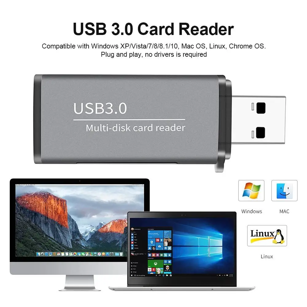 2 в 1 портативный USB 3 0 Мульти устройство для чтения карт памяти TF SD Micro SDXC SDHC карта
