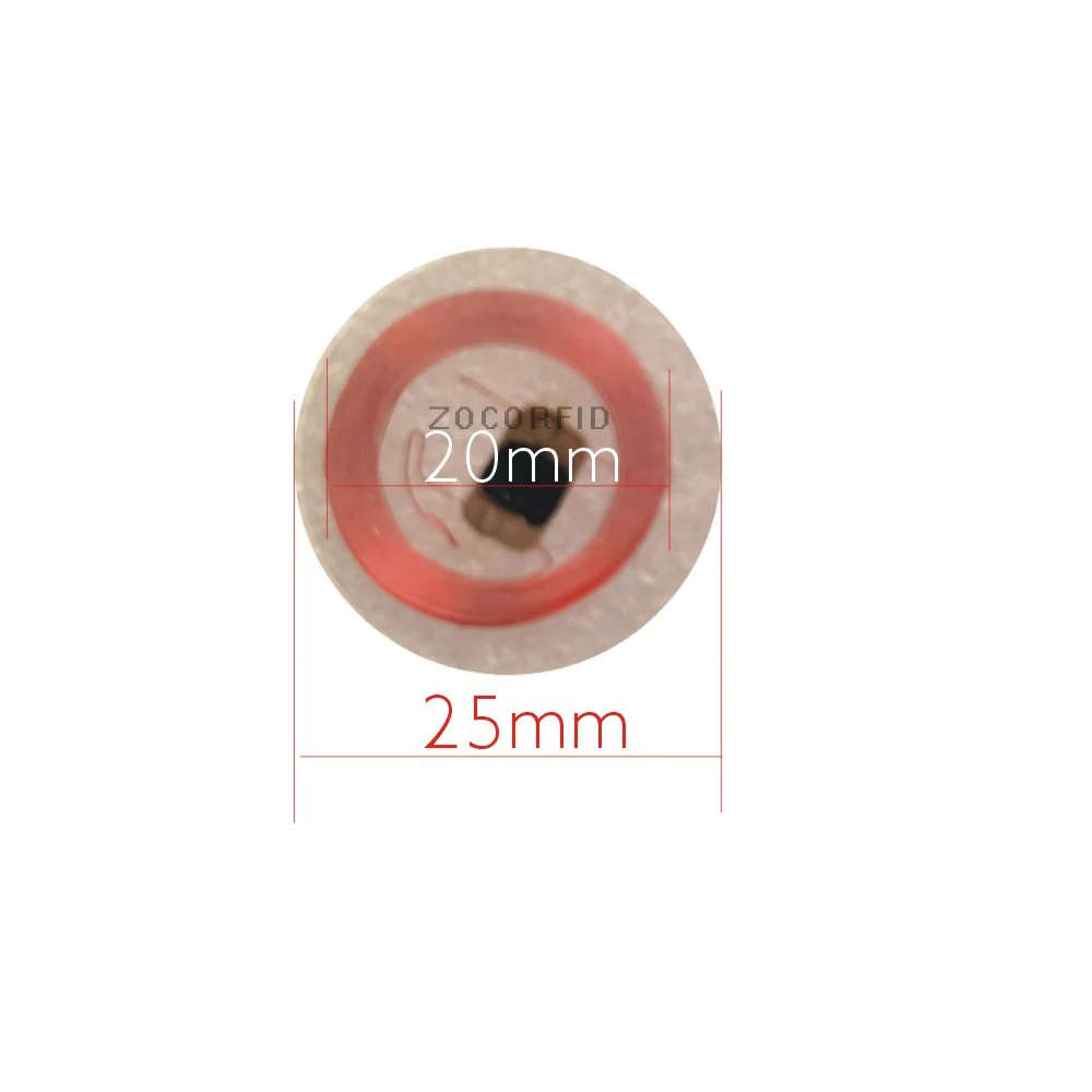 100pcs/lot 125Khz EM4100 RFID read only Coin tag 25mm diameter 0.5mm thick coil with Transparent plastic