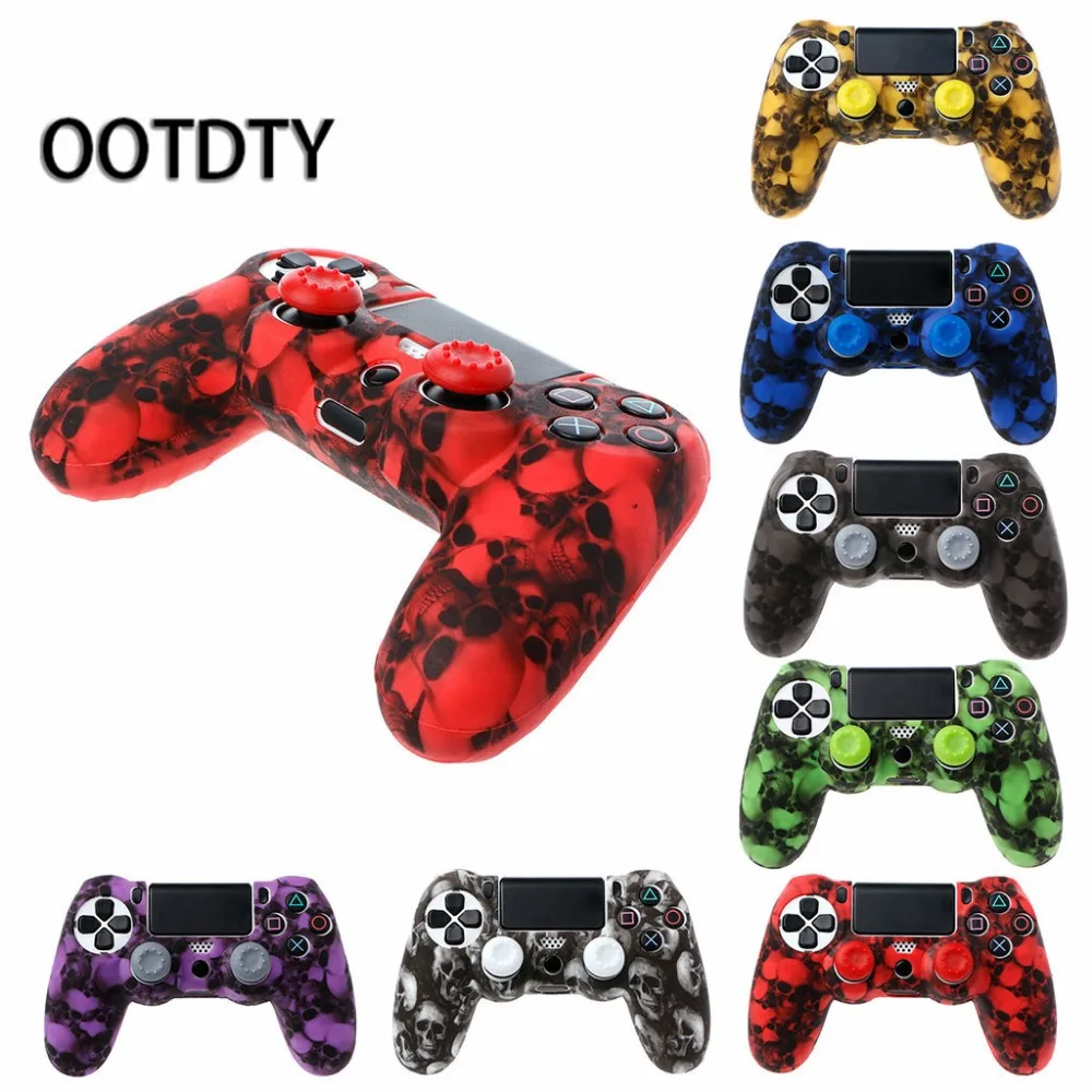 Skull Silicone Gamepad Cover Case + 2 Joystick Caps For PS4 Pro Slim Controller | Электроника