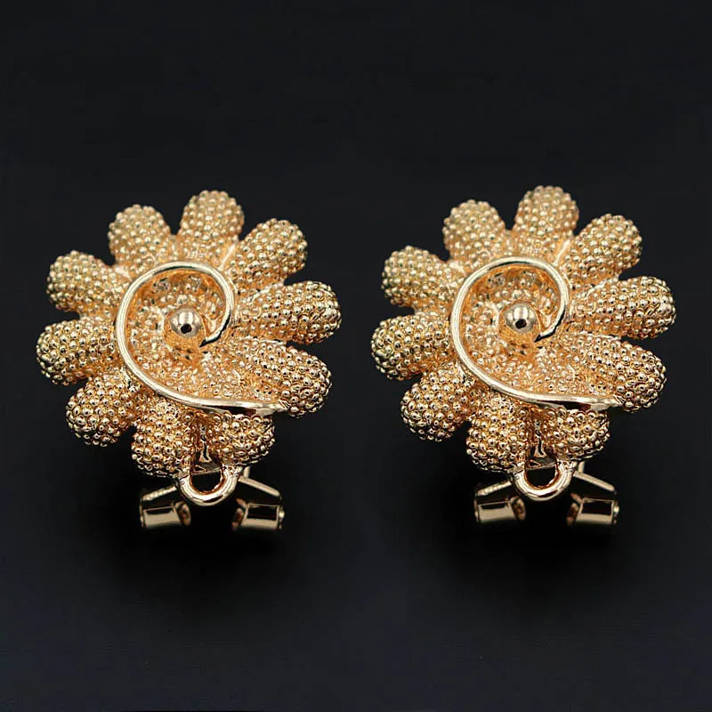 

African Earrings Post Clip Back with Loop Connector Flower Base Findings DIY Dubai Gold Indian Women Wedding Jewelry Set Making