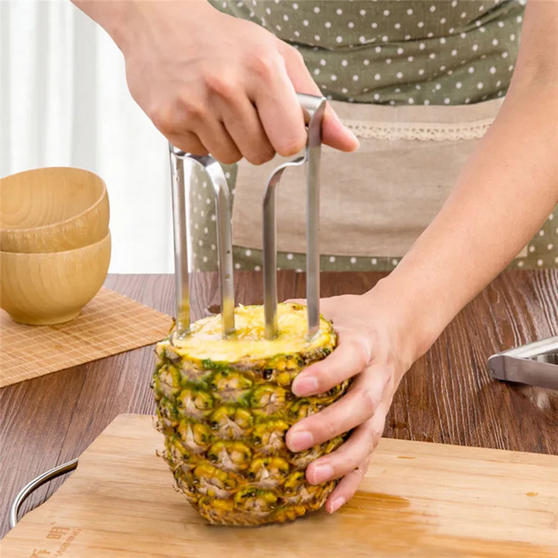 

Stainless Steel Pineapple Slicer Pineapple Chopper Pineapples Cutter Easy to Move Fruit Peelers