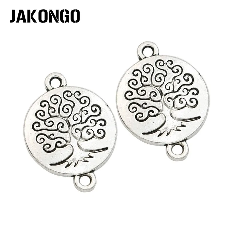 

JAKONGO Antique Silver Plated Tree of Life Charm Connectors for Jewelry Making Bracelets Findings Accessories Craft DIY 27x20mm