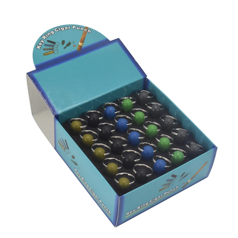 plasstic cigar punch with rubber coated Blade Key Ring Chain Draw Hole