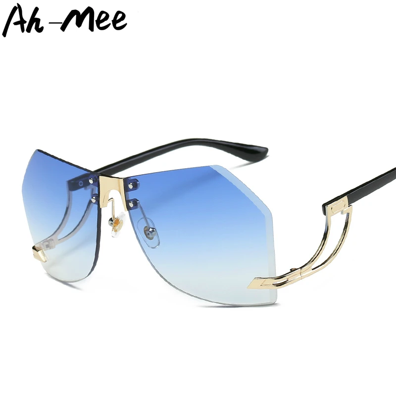 

Oversized Rimless Sunglasses Women Cutting Lens Men Unique Sun Glasses Gradient Clear Lens Unisex Eyeglasses UV400