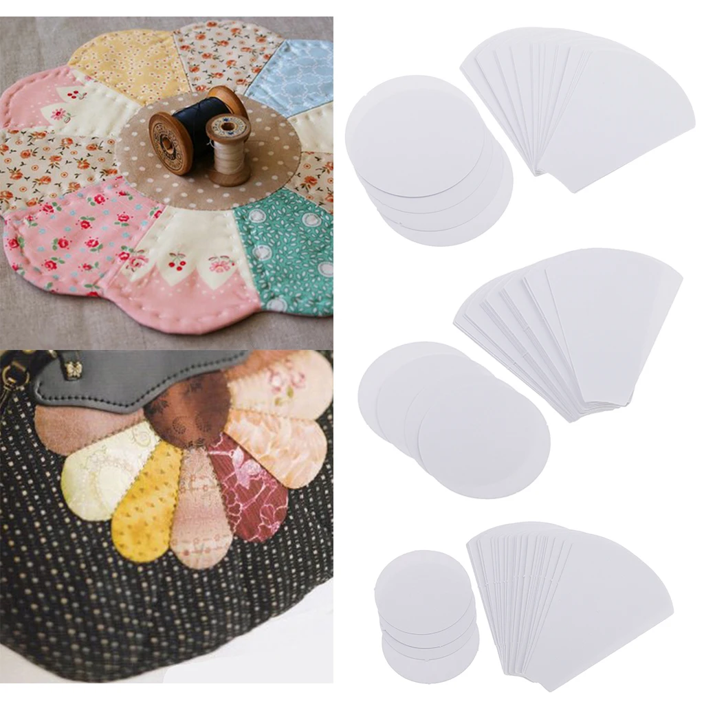 132Pcs Flower Shape Template Blank White Paper Quilting Templates For Patchwork Sewing Craft DIY Four Sizes 71/56/39mm