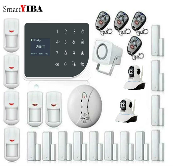 

SmartYIBA WiFi GSM Home Security Alarm Home Protection GPRS Alarm System APP Remote Control Video IP Camera Smoke Fire Sensor
