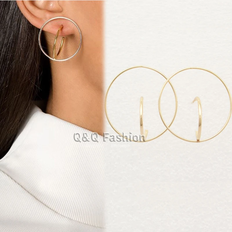 

Paparazzi Blogger Runway Double Cross Big Hoop Creole Ear Studs Earrings Jewelry
