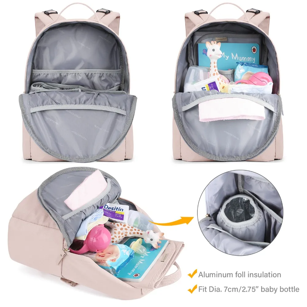 Mommore модный рюкзак для подгузников, водонепроницаемая дорожная сумка для подгузников с пеленальной подушечкой, сумка для подгузников для беременных, сумка для ухода за ребенком