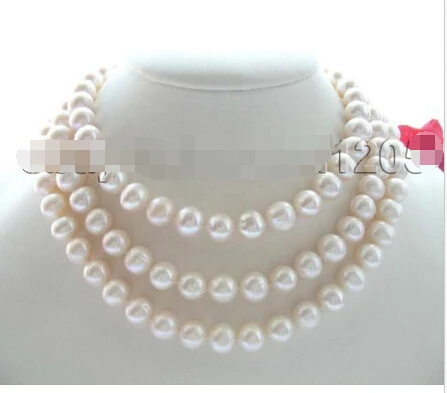 

fast 48" Genuine Natural 11mm Round White Pearl Necklace! AAA