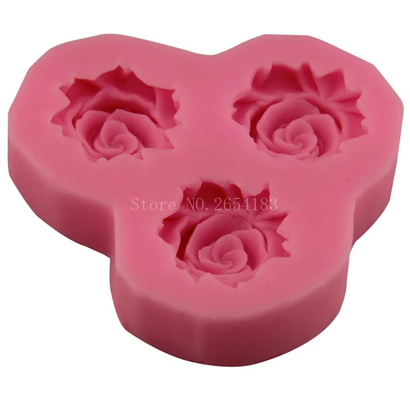3 hold роза цветок силиконовые Fondant(сахарная) Мыло 3D форма для торта, капкейков желе конфеты украшения выпечки Формы пресс-формы FQ3132