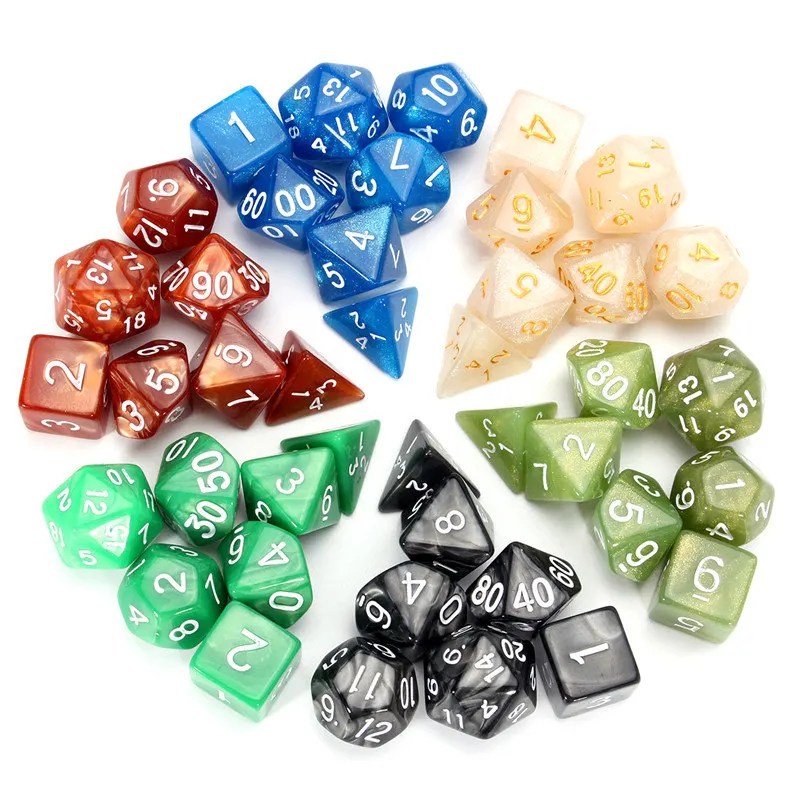 أحدث الساخن rpg 42 قطع الاكريليك النرد متعددة السطوح + 6 قطع النرد الحقيبة مكتب عبة للأحزاب الترفيه جمع