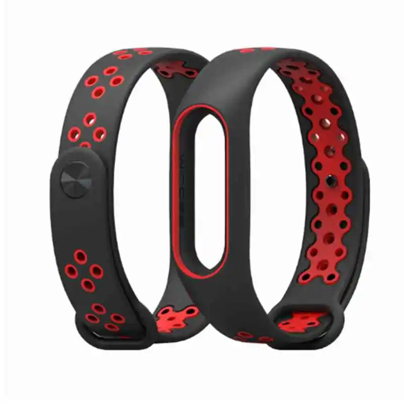 Двойной цвет mi band 2 ремешок браслет pulseira mi band 2 ремешок замена силиконовый ремешок для xiaomi mi 2 mi2 умный Браслет - Цвет: Black red