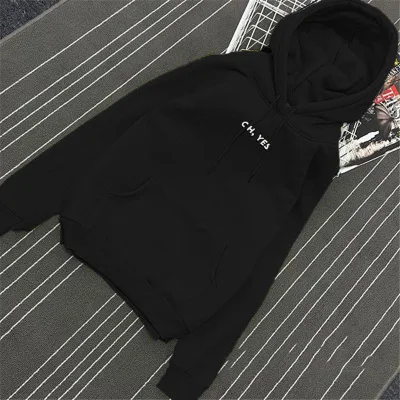  Sweatshirt Female Casual Coat Autumn Winter Fleece Oh Yes Letter Harajuku Print Pullover Thick Loos