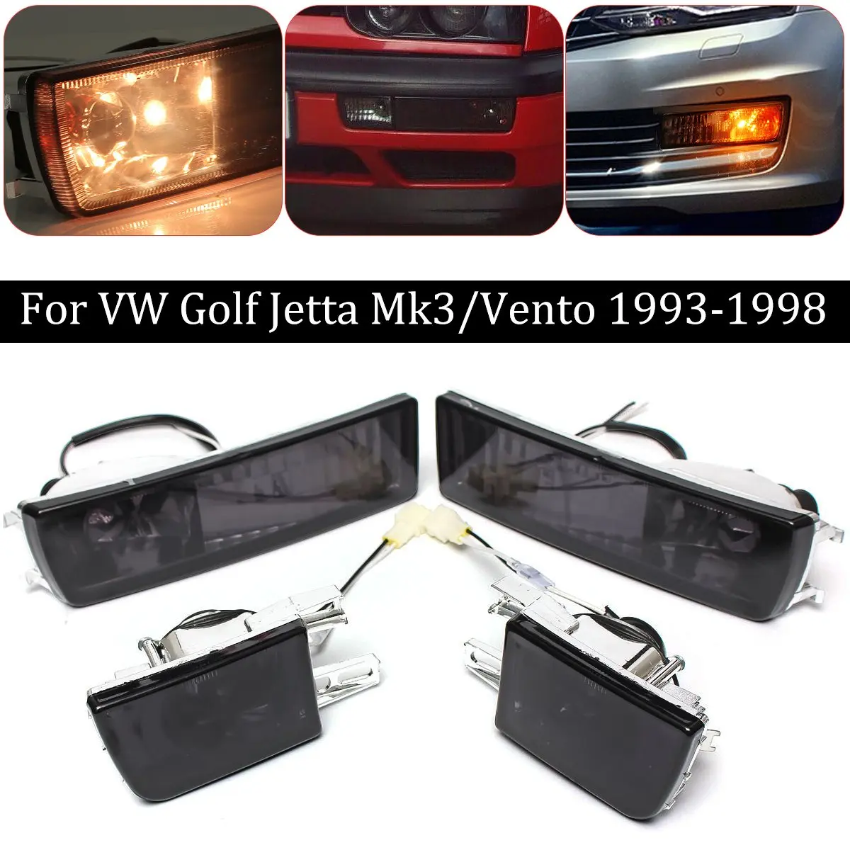 

12V 21W Front Smoke Lens Car Fog Light Turn Signal Light Lamp For VW/Golf/Jetta Mk3 1993-1998