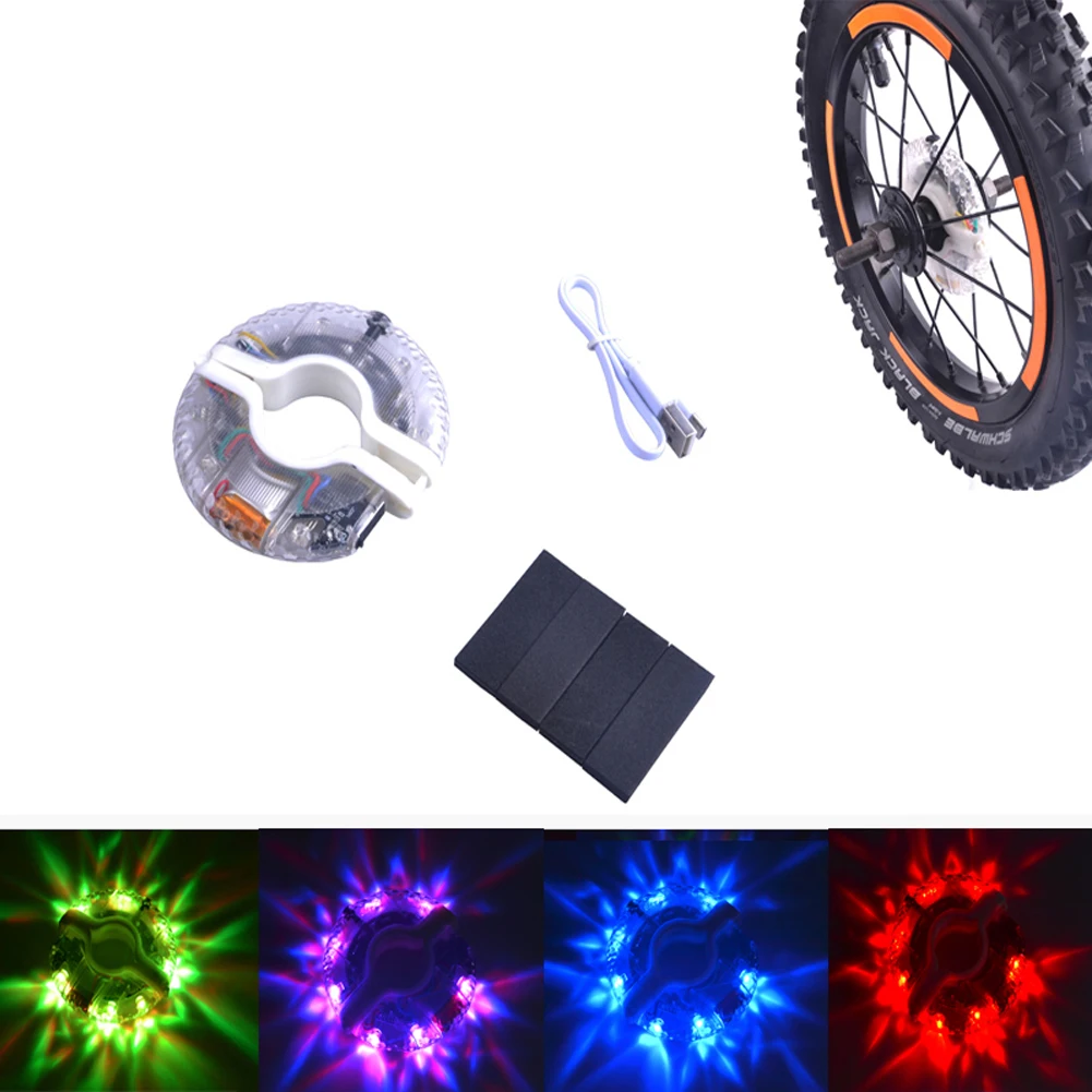 Прочный RGB светодиодный спиц Предупреждение безопасности водостойкие колеса огни велосипед аксессуары USB Перезаряжаемый концентратор