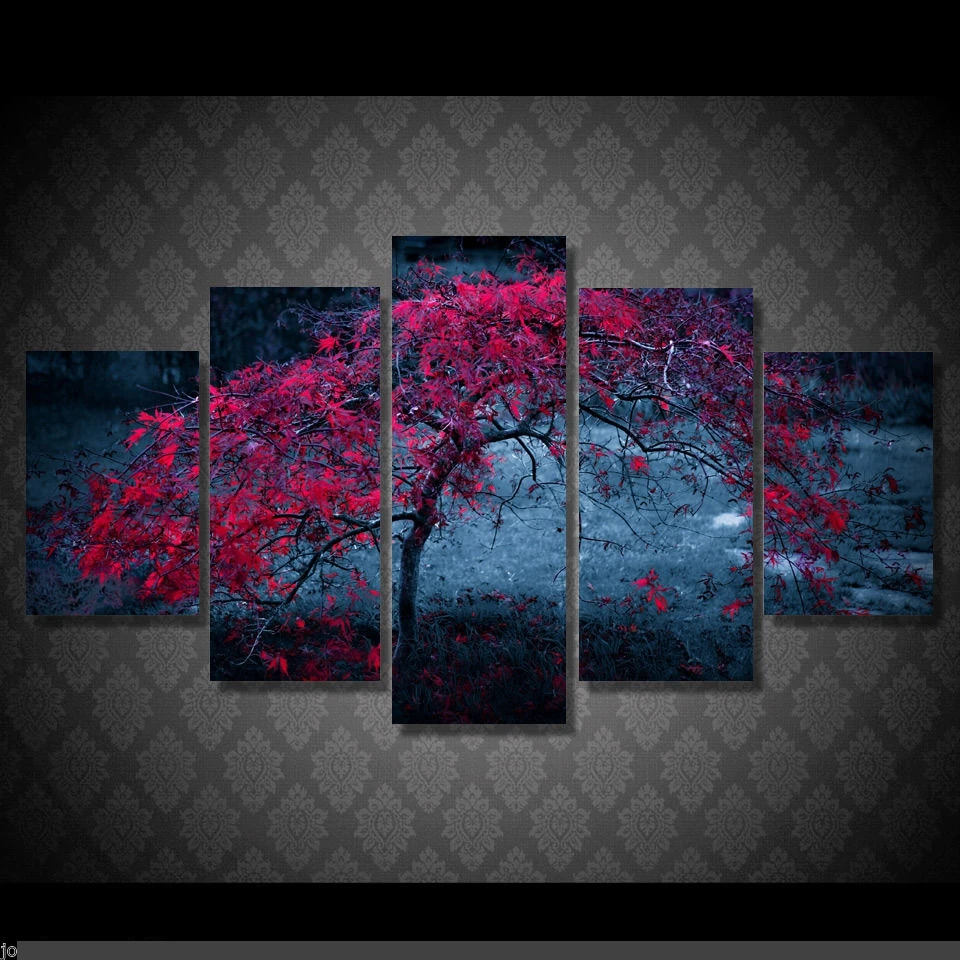 

Art Abstract Indoor Decor 20x35cmx2,20x45cmx2,20x55cm Tree wall decoration print canvas 5 pieces