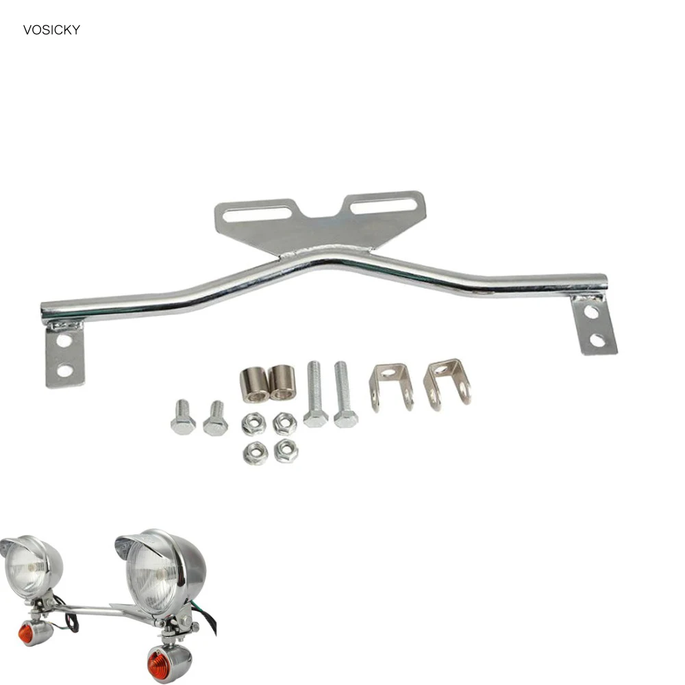 VOSICKY Chrome Motorcycle Light Bracket Bar Driving Spot Fog Passing Turn Signal Light For Dyna Super