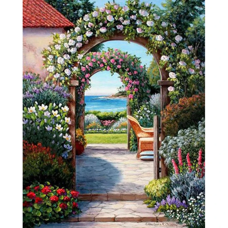 

Diamond Painting 5d Garden Path Diamond Embroidery Full Display Diamond Mosaic Cross Stitch Picture Of Rhinestone Decoration