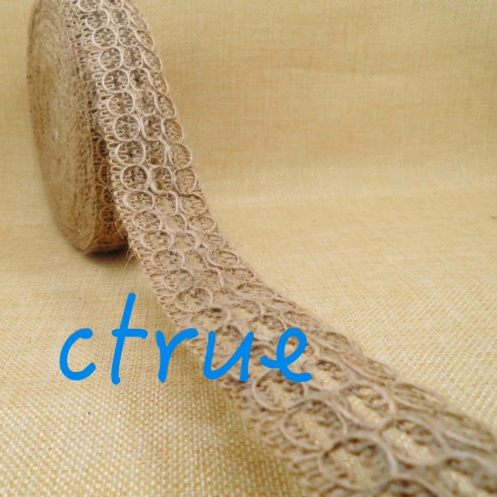 Ctrue DIY 10M Natural Jute Burlap Hessian Ribbon with Trims Tape Rustic