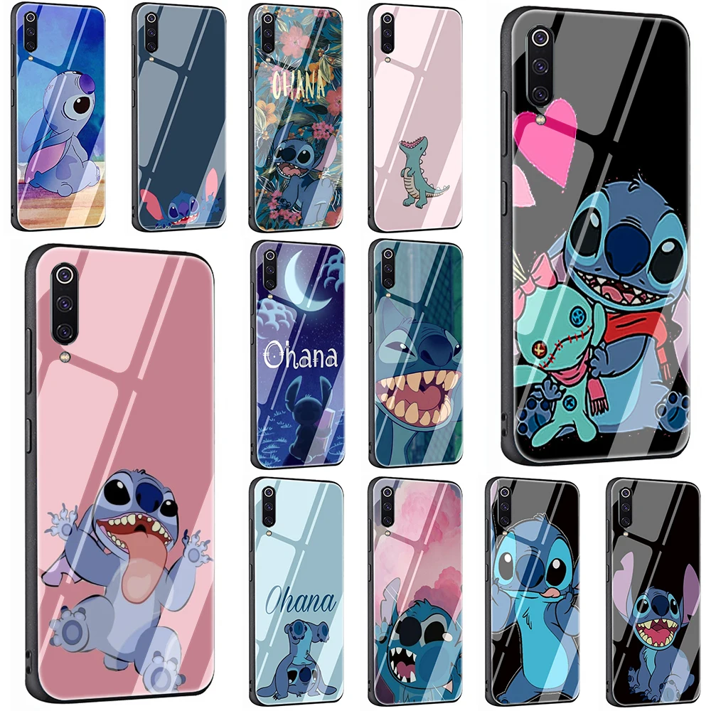 

stitch Tempered Glass Phone Cover Case For Xiaomi Mi 8 9 Redmi 4X 6A Note 5 6 7 Pro Pocophone F1