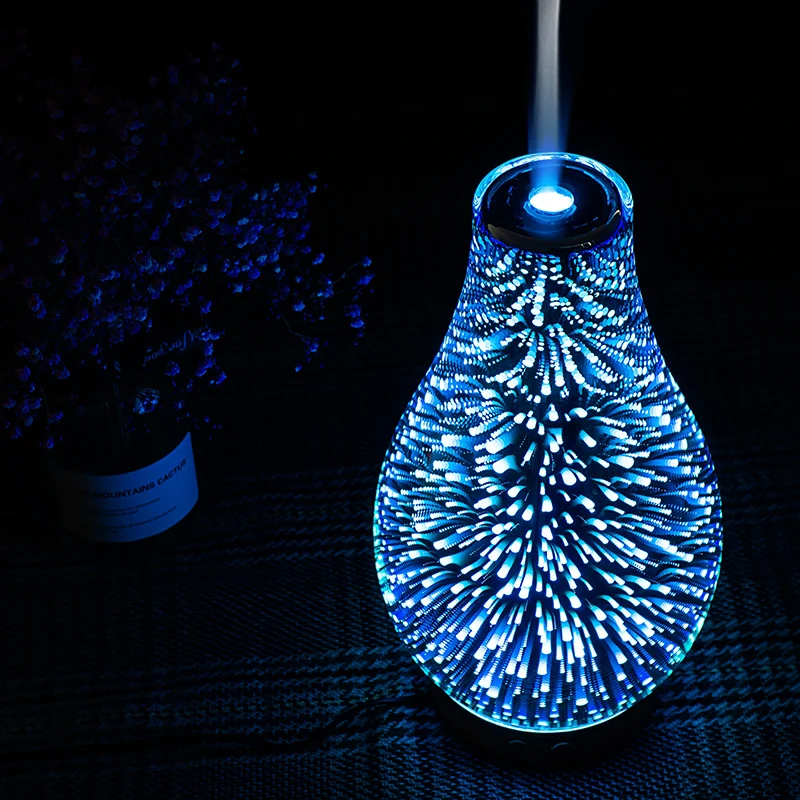  3D Colorful LED Night Light LED Mist Ultrasonic Sprayer Aromatherapy Lamp Air Humidifier Aroma Oil  - 33020063594