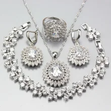 Manny брелок классический свадебный 925 серебро цветок стиль белый цикроний, кристалл для женщин 7 цветов четыре-ювелирное изделие наборы