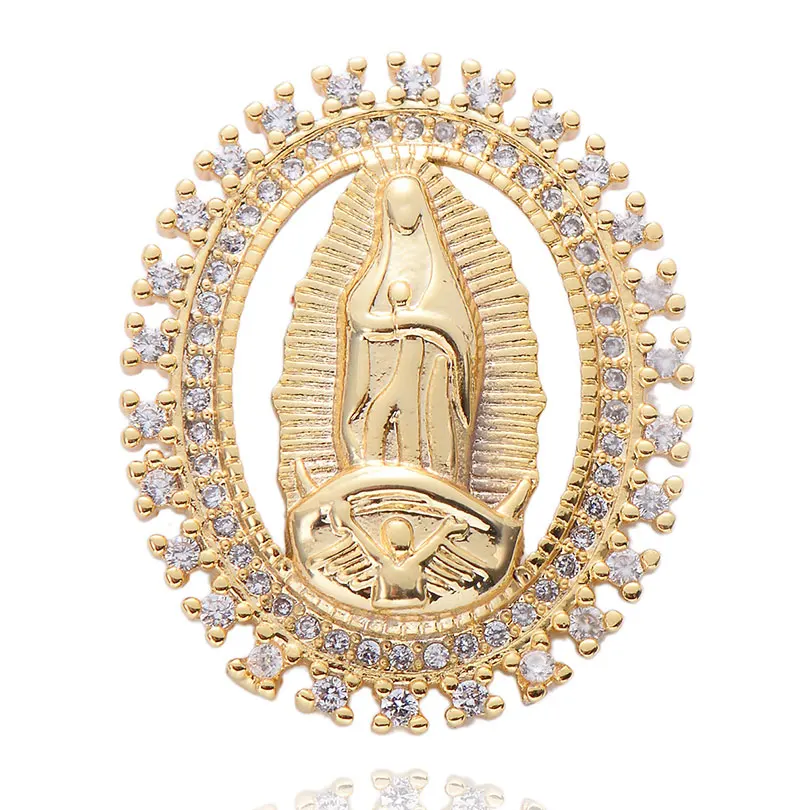 Pipitree роскошный Овальный полый кулон Шарм Virgin Подвески "Дева Мария" для изготовления ювелирных изделий ожерелья Для женщин подарок «сделай сам» микро-паве ЧР - Окраска металла: gold