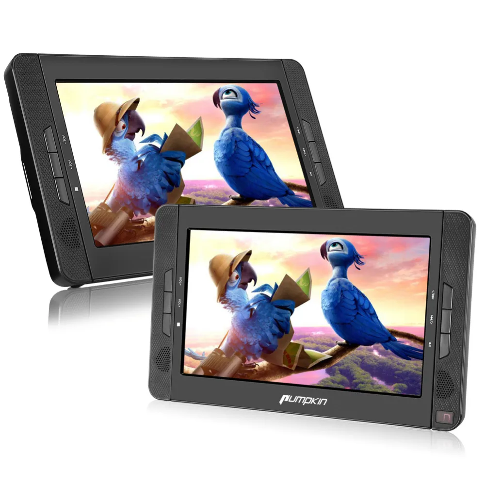 

Pumpkin 10.1'' Portable Car Headrest DVD Player HD Dual Screen Car Monitor Support Region Free DVD Player USB Built-in Speakers