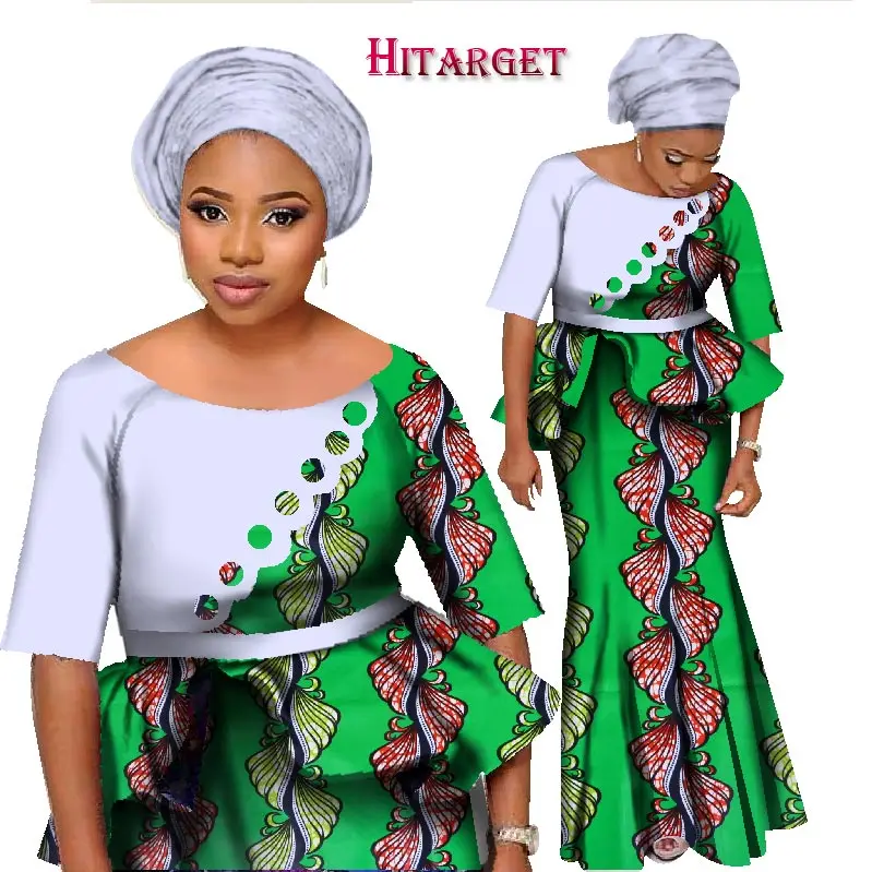 Набор из двух предметов в африканском стиле, женский короткий рукав, топ и длинная юбка, набор, африканская Русалка, макси Одежда 6XL, WY1252 - Цвет: 8