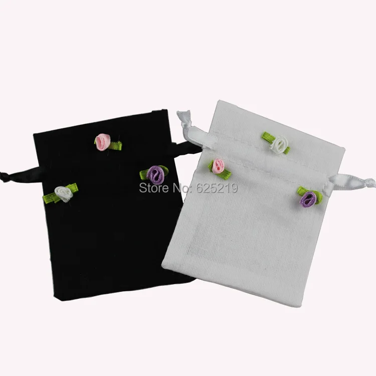 (50 шт./лот) 9x1 2 см/3 5x4 7 дюйма 100% белый и черный хлопок drawstring рекламные сумки