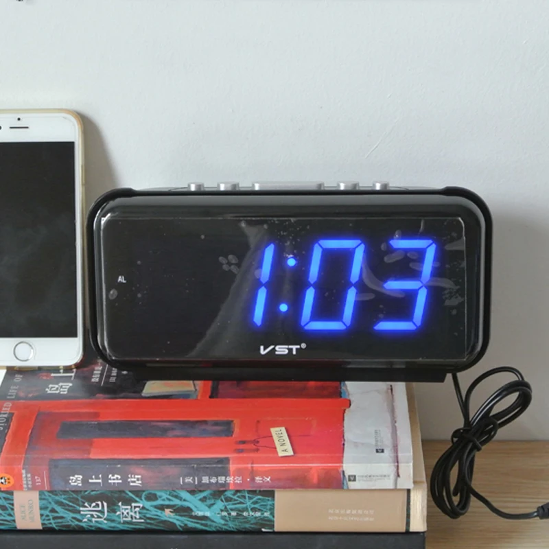 Digital LED Alarm clock Large Number desk clocks AC Power EU Plug/US