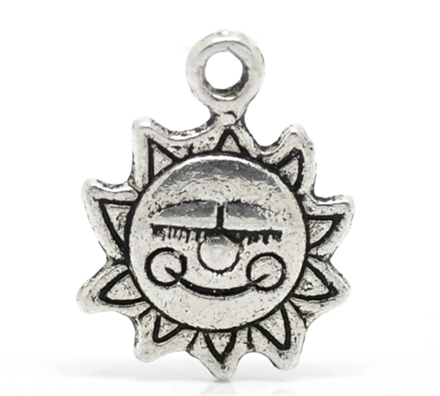 

DoreenBeads 50PCs Antique Silver Sun Flower "Made with a Smile" Charm Pendants 16mmx12mm( 5/8"x 4/8") (B19384), yiwu