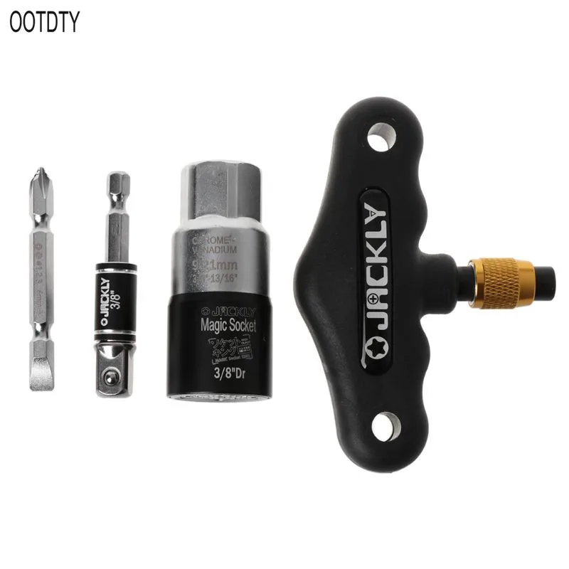 

OOTDTY 4pcs/set Universal Socket Ratchet Wrench Sleeve Hexagonal Needle Key Grip Power Drill Adapter 9-21mm Multifunctional