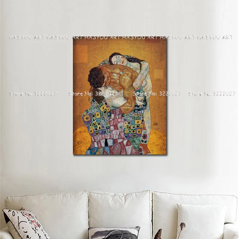 Bedroom-Canvas-art-portrait-Oil-painting-The-Family-by-Gustav-Klimt-Paintings-Reproduction-High-quality-Hand (3)