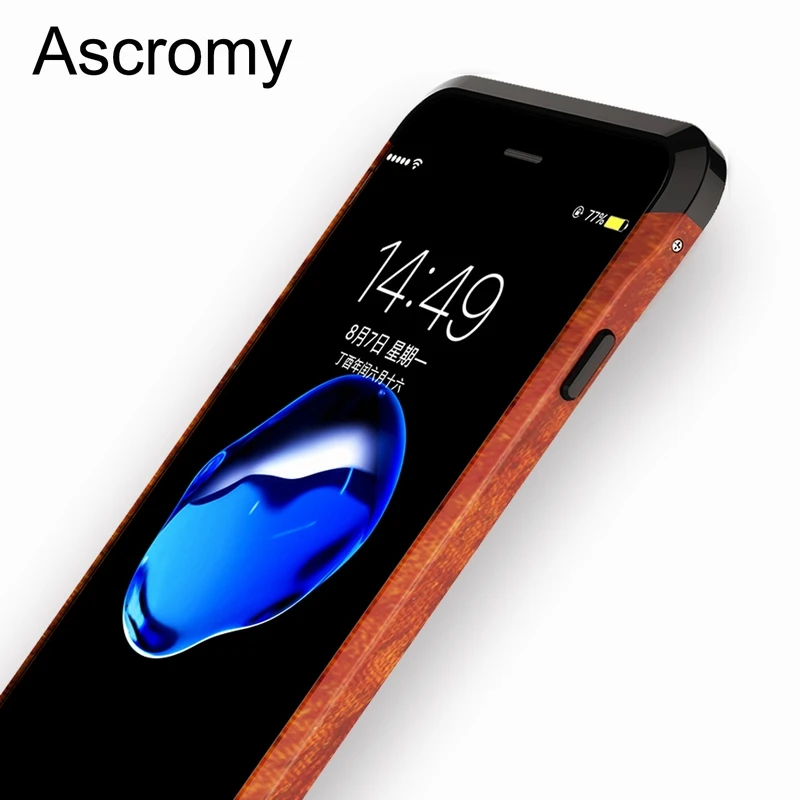 Ascromy For iPhone 7 Wood Metal Back Case Hybrid Aluminium Frame Protective Bumper Case for Apple iPhone 8 Plus 6 6S Accessories (1)
