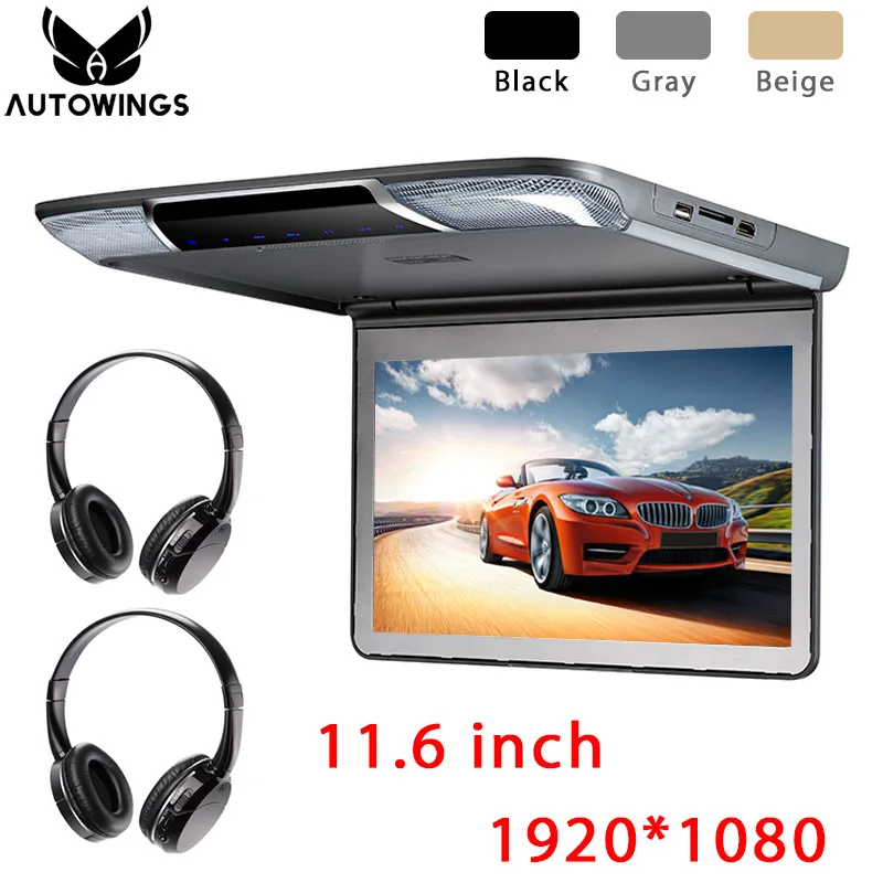 

11.6 inch 1080P TFT Roof Mount Monitor Car Overhead Ceiling Touch Button Monitor Video Player Screen FM HDMI IR USB SD Speaker
