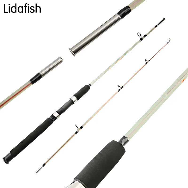 

LIDAFISH New Portable 1.8M 2 Segment Spining/Casting Rod M Power Carbon Fiber blue and red soft lure fishing pole