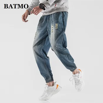 

BATMO 2019 new arrival high quality Denim harem pants,men's fashion holes jeans plus-size S-5XL 5120