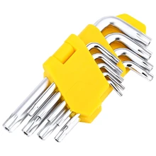 9pcs L Shaft T10 T15 T20 T25 T27 T30 T40 T45 T50 Security Torx Hex Key Wrench Screwdriver Set Hand Repair Tool