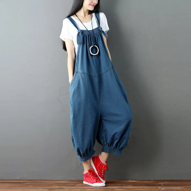 

Women Overalls Female Korean Plus Size Casual Loose Cross Pants 2018 Ladies Big Size Trousers Solid Rompers Female Jumpsuits