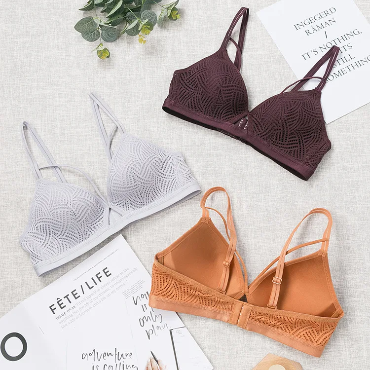 

Push Up Seamless Bra Sexy Lace Japanese Breathable Bra Beauty Back Ajusted Bras Wireless Strappy Underwear Bralette Free Pantie