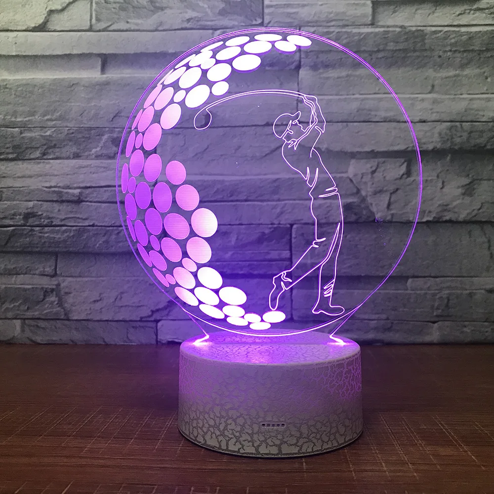 Creative Gifts Led 3d Desk Lamp Lights Remote Touch Switch Golf